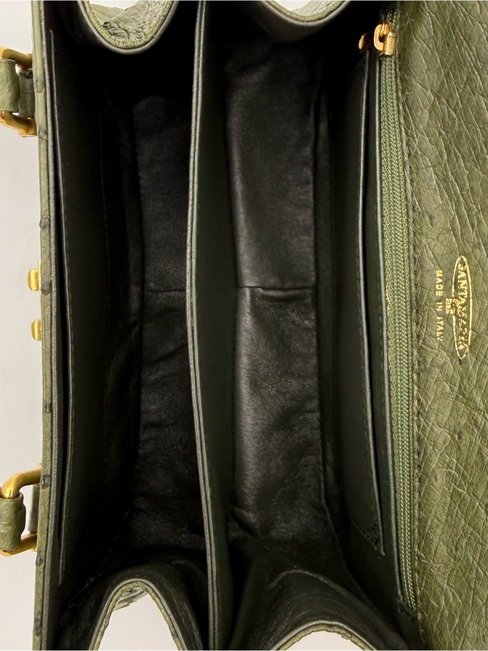 🇮🇹SANTAMARIA MILANO • Green Exotic Genuine OSTRICH 23 Bag • Made in ITALY - Picture 13 of 16